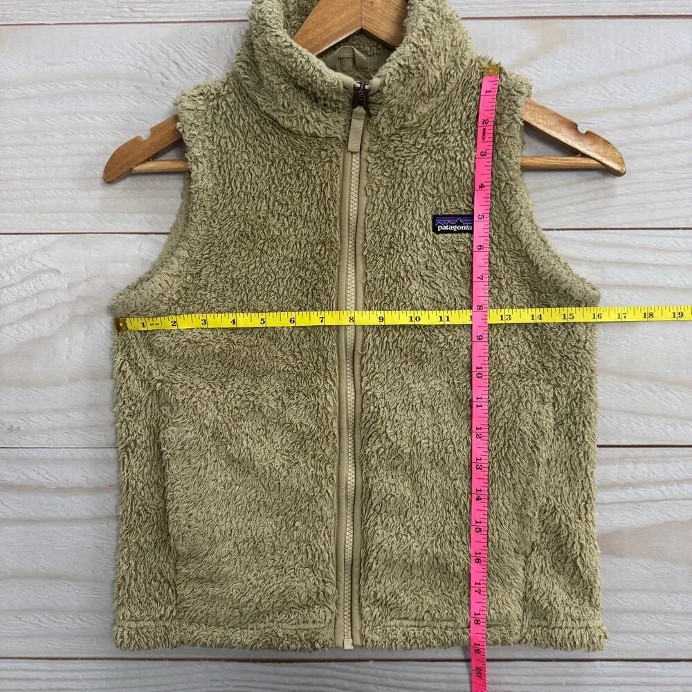 Patagonia Los Gatos Kids Girls Size Large 12 Sherpa Fleece Fuzzy Vest Tan
